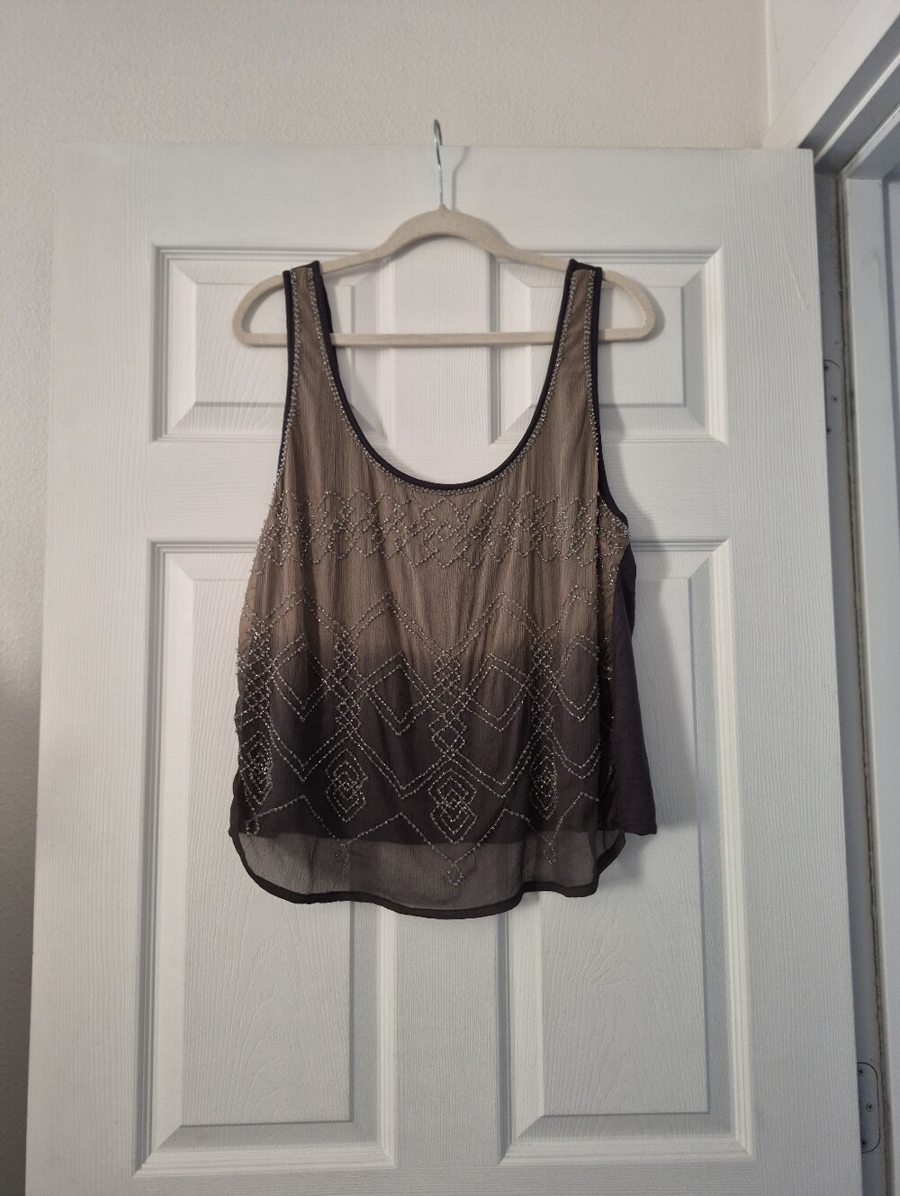 Sundance Taupe-to-Black Beaded Ombre Camisole